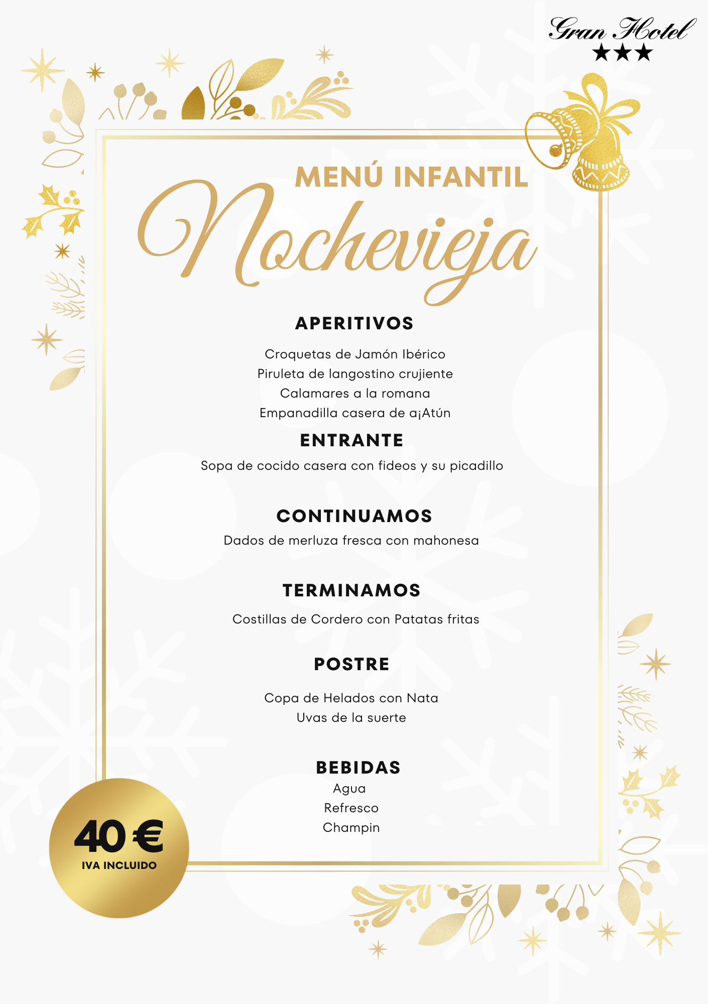 Cena de Nochevieja 2025 en Gran Hotel de Jaca