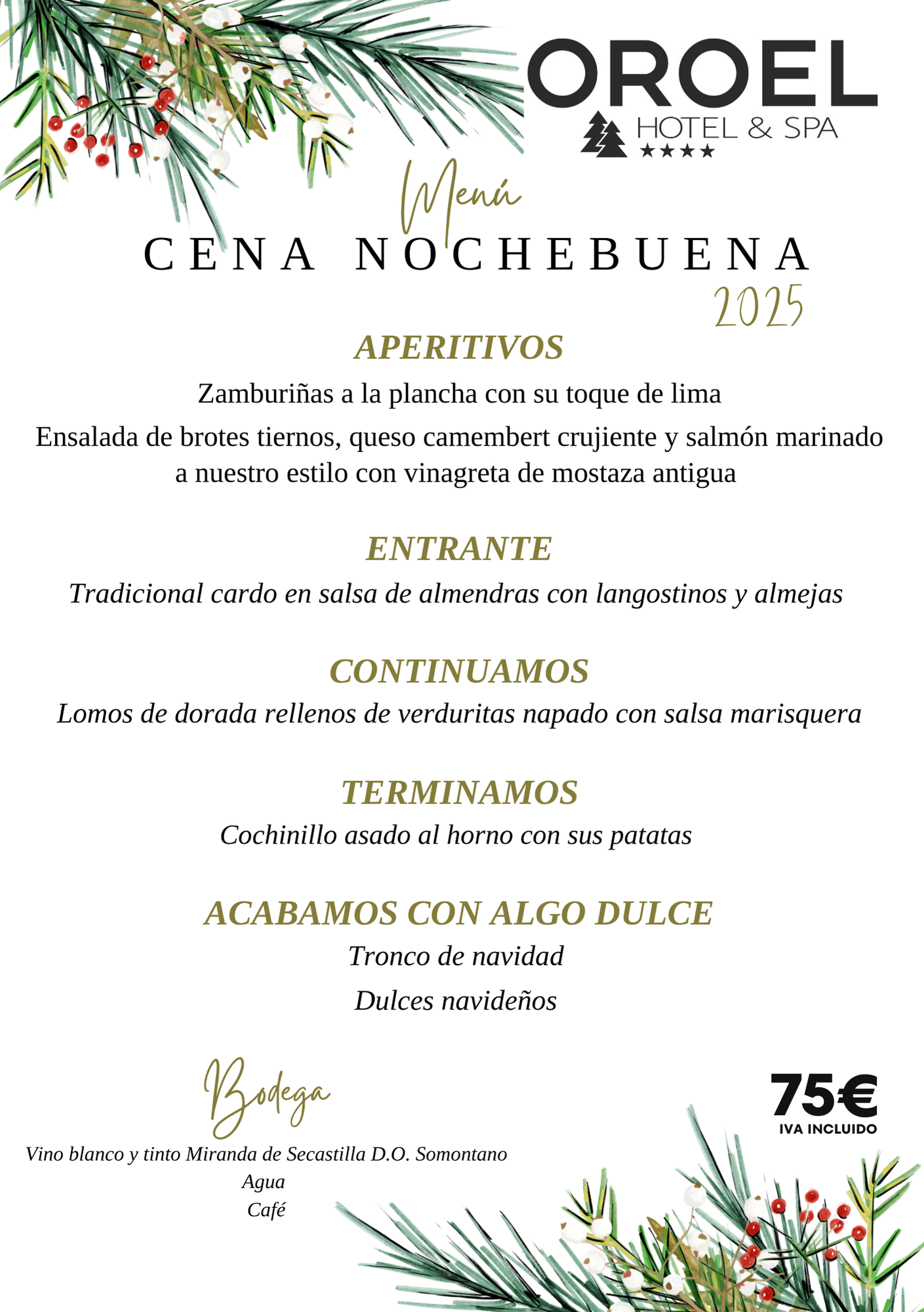 Cena de Nochebuena en OROEL Hotel & SPA Jaca 2025
